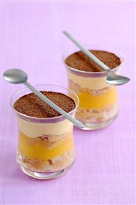 Peach tiramisu in two glasses