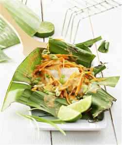 Nile perch fillet in a banana leaf