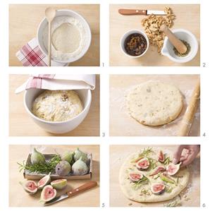 Making schiacciata ai fichi (flatbread with figs)