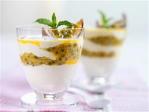 Banana and passion fruit dessert