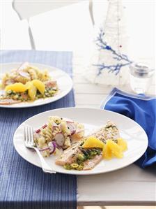 Rainbow trout with citrus fruit sauce