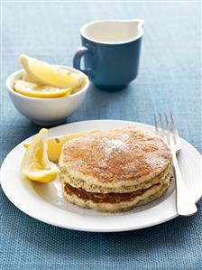 Poppy seed pancakes with lemon