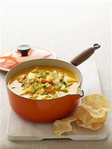 Curried chicken and vegetable soup