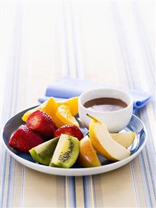 Fruit with chocolate dip