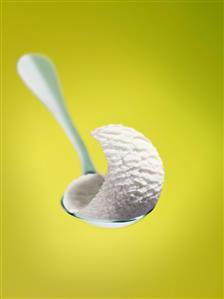 Lemon sorbet on spoon