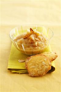 Apple and pear puree with almond cookies