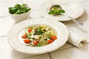 Minestrone with basil pesto