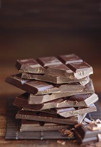 Pieces of chocolate, stacked