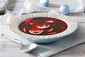 A plate of borscht with uszka (Poland)