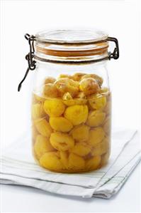 Mirabelle compote in preserving jar