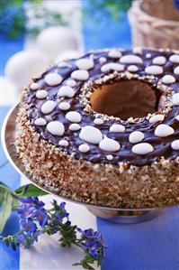 Layered nut cake with chocolate