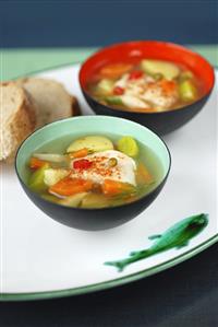 Carp and vegetables in clear broth