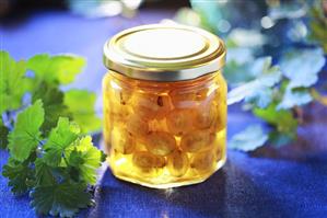 Gooseberry compote in screw-top jar