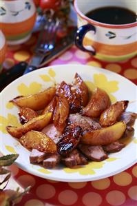 Duck breast with peaches