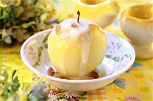 Baked apple with custard for Easter