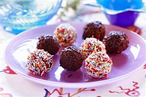 Chocolate truffles with sprinkles