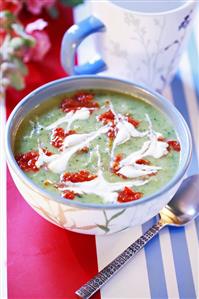 Cream of courgette soup with crème fraîche