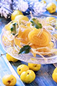 Quince jelly on glass plate (Christmas)