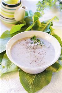 Cream of sorrel soup with horseradish