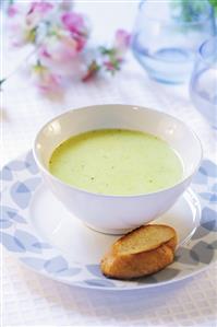 Cheese and vegetable soup in a bowl