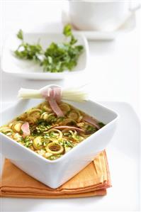 Leek soup with fresh herbs