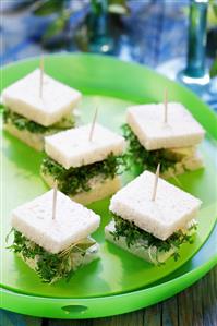 Pear and cheese appetisers with cress