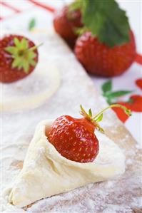 Strawberries in pastry cones