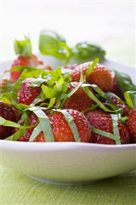 Strawberries with basil