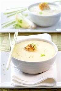 Potato and coconut soup with lemon grass