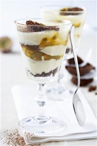 Layered passion fruit dessert