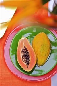 Halved papaya