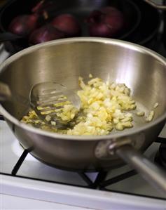 Sweating onion for lemon pilau rice