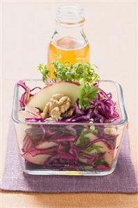 Red cabbage salad with fresh walnuts