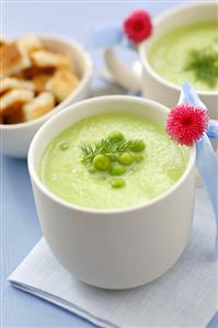 Cream of pea soup with dill