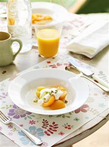 Poached apricots with honey yoghurt