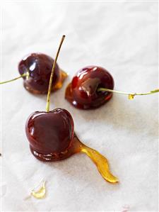 Cherries dipped in caramel