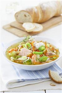 Fish soup with baguette