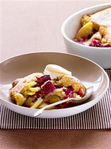 Rhubarb and apple pudding