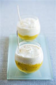 Rice pudding with exotic fruit mousse