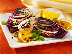 Roasted radicchio with orange wedges