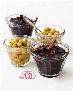 Bottled gooseberries and spiced plum jam