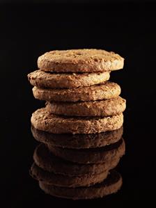 Tower of chocolate biscuits
