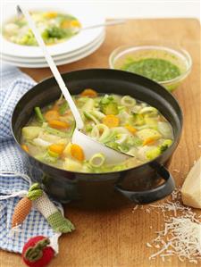 Vegetable soup in pot