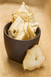 Dried pear slices in a pot