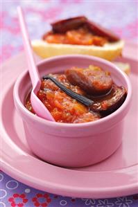 Plum and orange chutney with vanilla