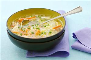 Chicken soup with rice noodles