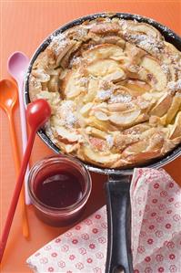 Apple pancake with berry ketchup