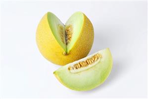 Galia melon with a section removed