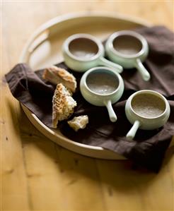 Cream of mushroom soup in small bowls