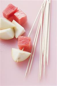 Wooden skewers with fruit